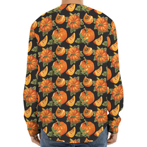 Vintage Pumpkin Pattern Print Long Sleeve Baseball Jersey