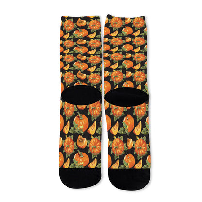 Vintage Pumpkin Pattern Print Long Socks