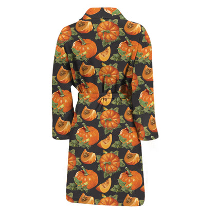 Vintage Pumpkin Pattern Print Men's Bathrobe