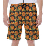 Vintage Pumpkin Pattern Print Men's Beach Shorts
