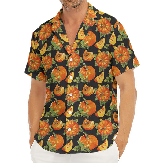Vintage Pumpkin Pattern Print Men's Deep V-Neck Shirt