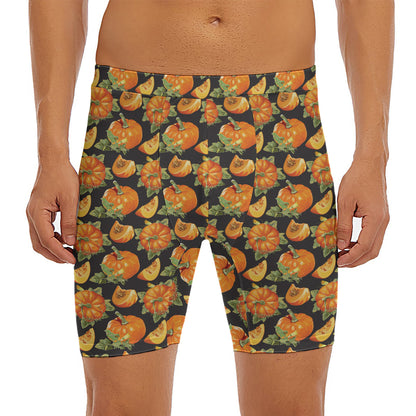 Vintage Pumpkin Pattern Print Men's Long Boxer Briefs