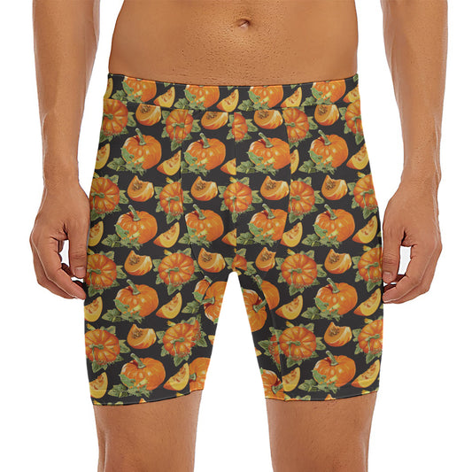 Vintage Pumpkin Pattern Print Men's Long Boxer Briefs