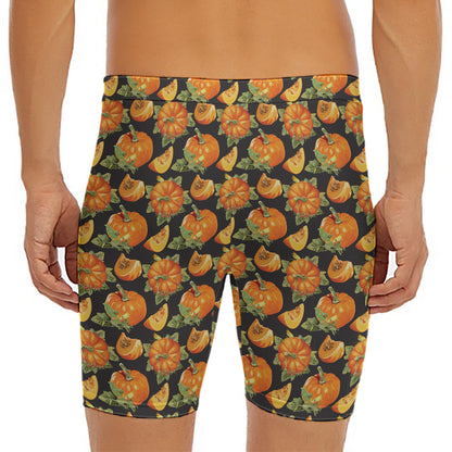 Vintage Pumpkin Pattern Print Men's Long Boxer Briefs