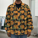 Vintage Pumpkin Pattern Print Men's Shirt Jacket