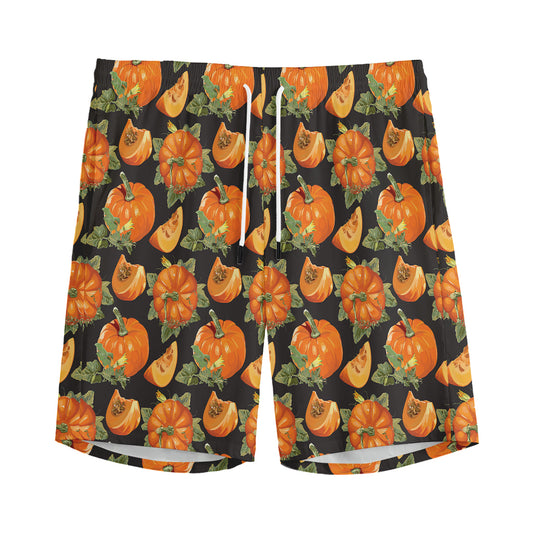 Vintage Pumpkin Pattern Print Men's Sports Shorts