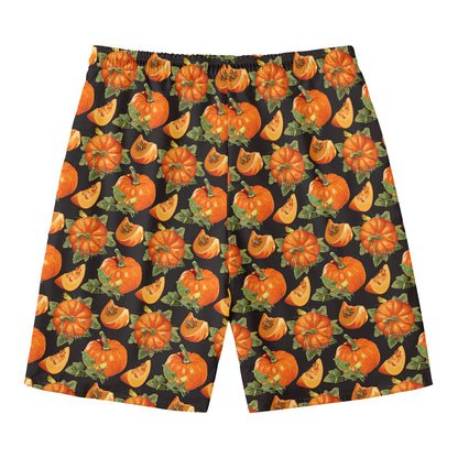Vintage Pumpkin Pattern Print Men's Swim Trunks