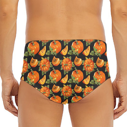 Vintage Pumpkin Pattern Print Men's Triangle Swim Briefs