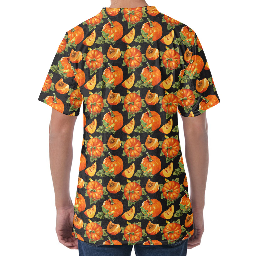 Vintage Pumpkin Pattern Print Men's Velvet T-Shirt