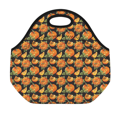 Vintage Pumpkin Pattern Print Neoprene Lunch Bag