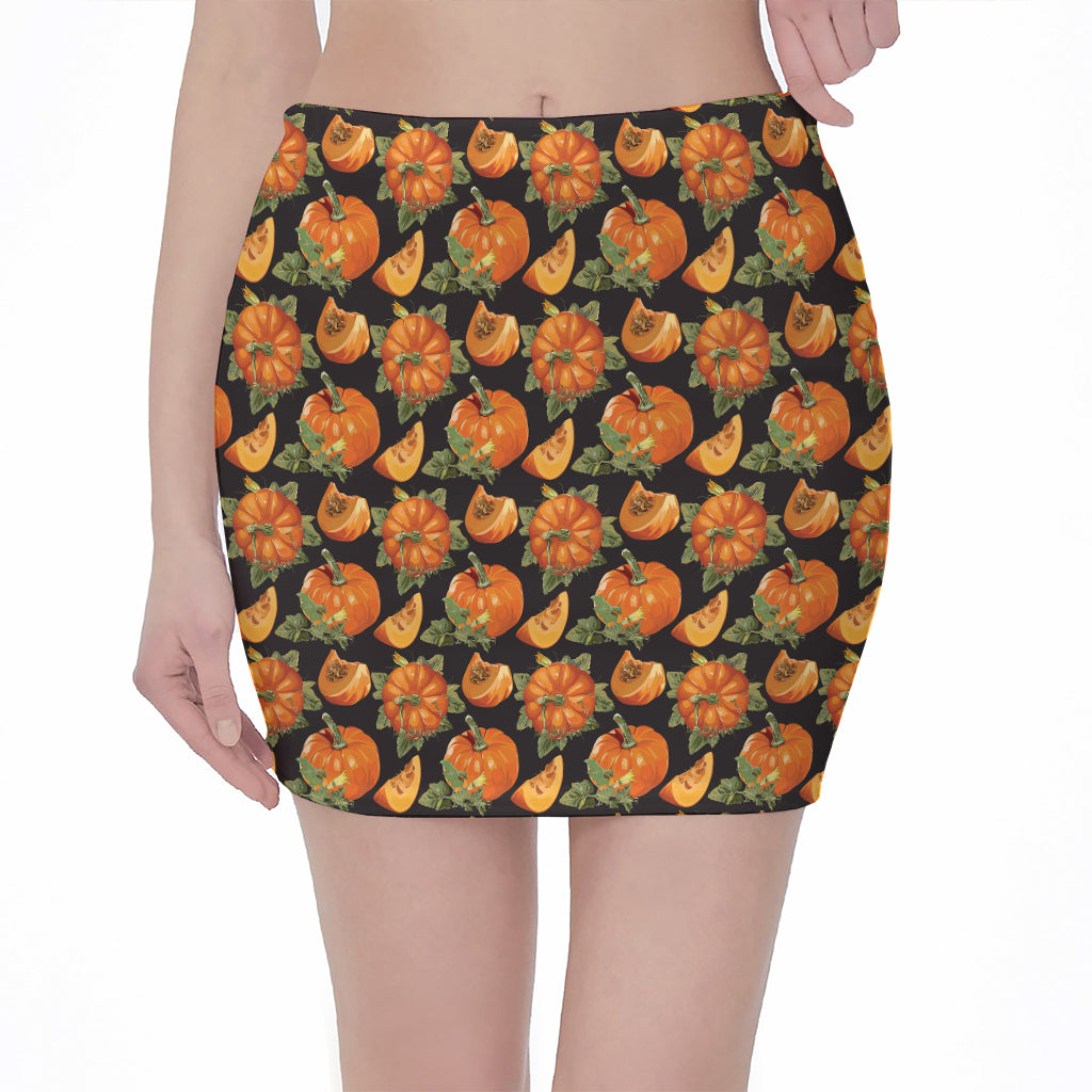 Vintage Pumpkin Pattern Print Pencil Mini Skirt