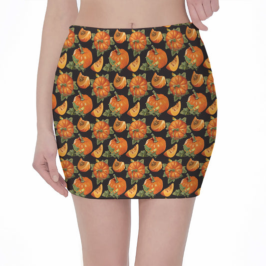 Vintage Pumpkin Pattern Print Pencil Mini Skirt