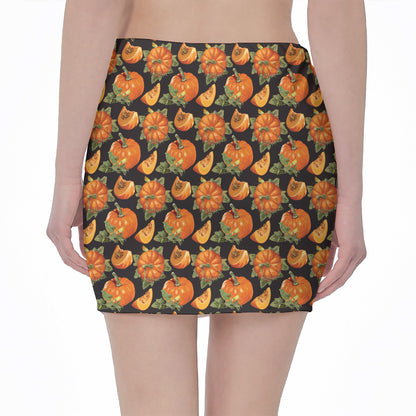 Vintage Pumpkin Pattern Print Pencil Mini Skirt