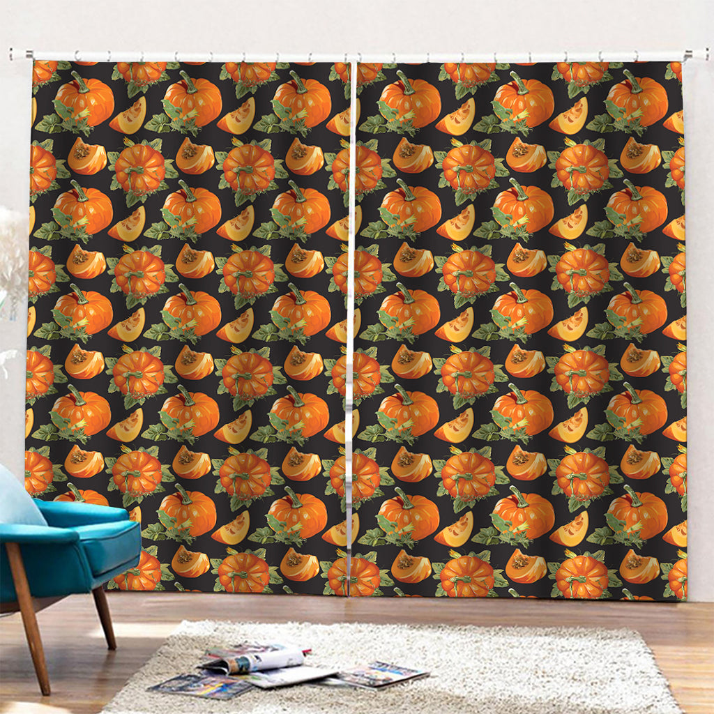 Vintage Pumpkin Pattern Print Pencil Pleat Curtains