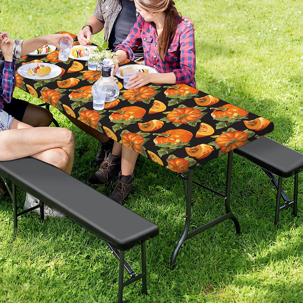 Vintage Pumpkin Pattern Print Picnic Table Cover