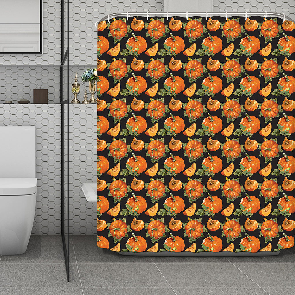 Vintage Pumpkin Pattern Print Polyester Shower Curtain