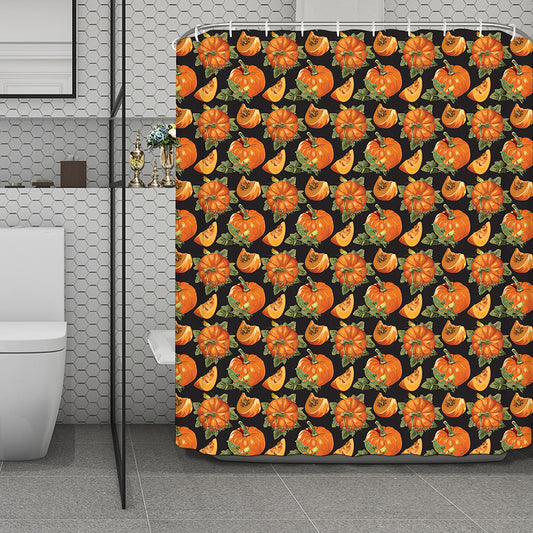 Vintage Pumpkin Pattern Print Polyester Shower Curtain