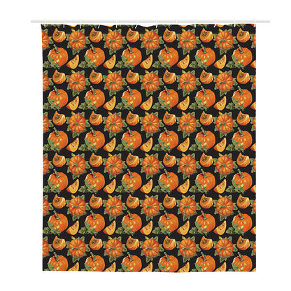 Vintage Pumpkin Pattern Print Polyester Shower Curtain