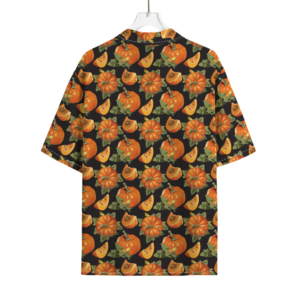 Vintage Pumpkin Pattern Print Rayon Hawaiian Shirt