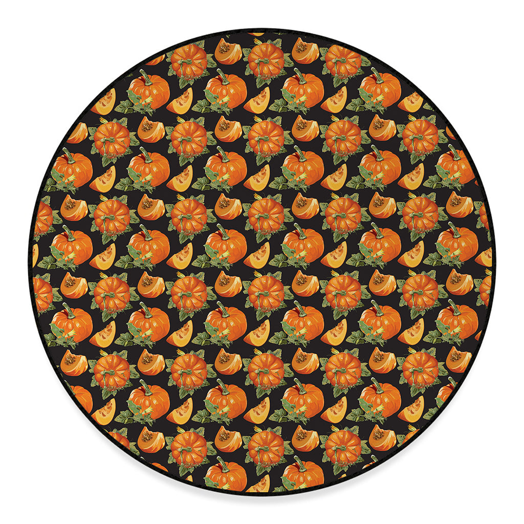 Vintage Pumpkin Pattern Print Round Floor Mat