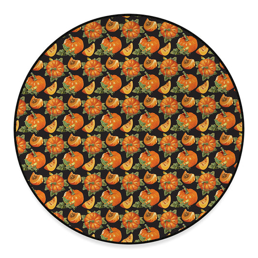 Vintage Pumpkin Pattern Print Round Floor Mat