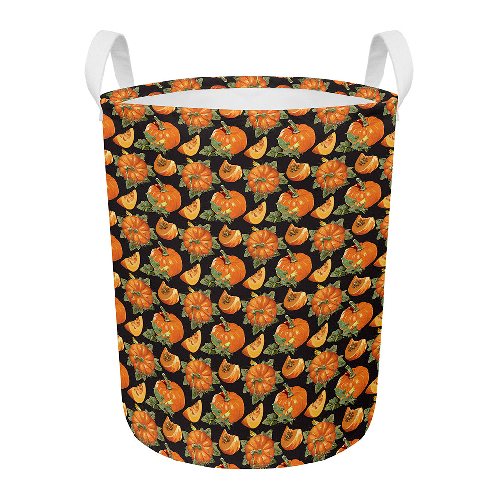 Vintage Pumpkin Pattern Print Round Laundry Basket