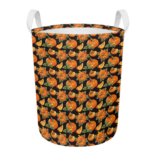 Vintage Pumpkin Pattern Print Round Laundry Basket