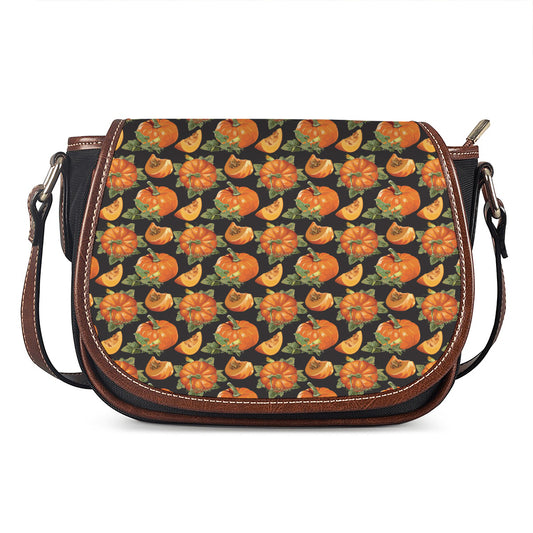 Vintage Pumpkin Pattern Print Saddle Bag