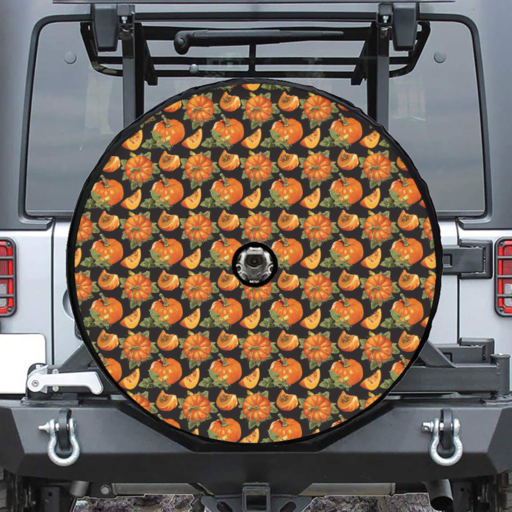 Vintage Pumpkin Pattern Print Tire Cover With Camera Hole