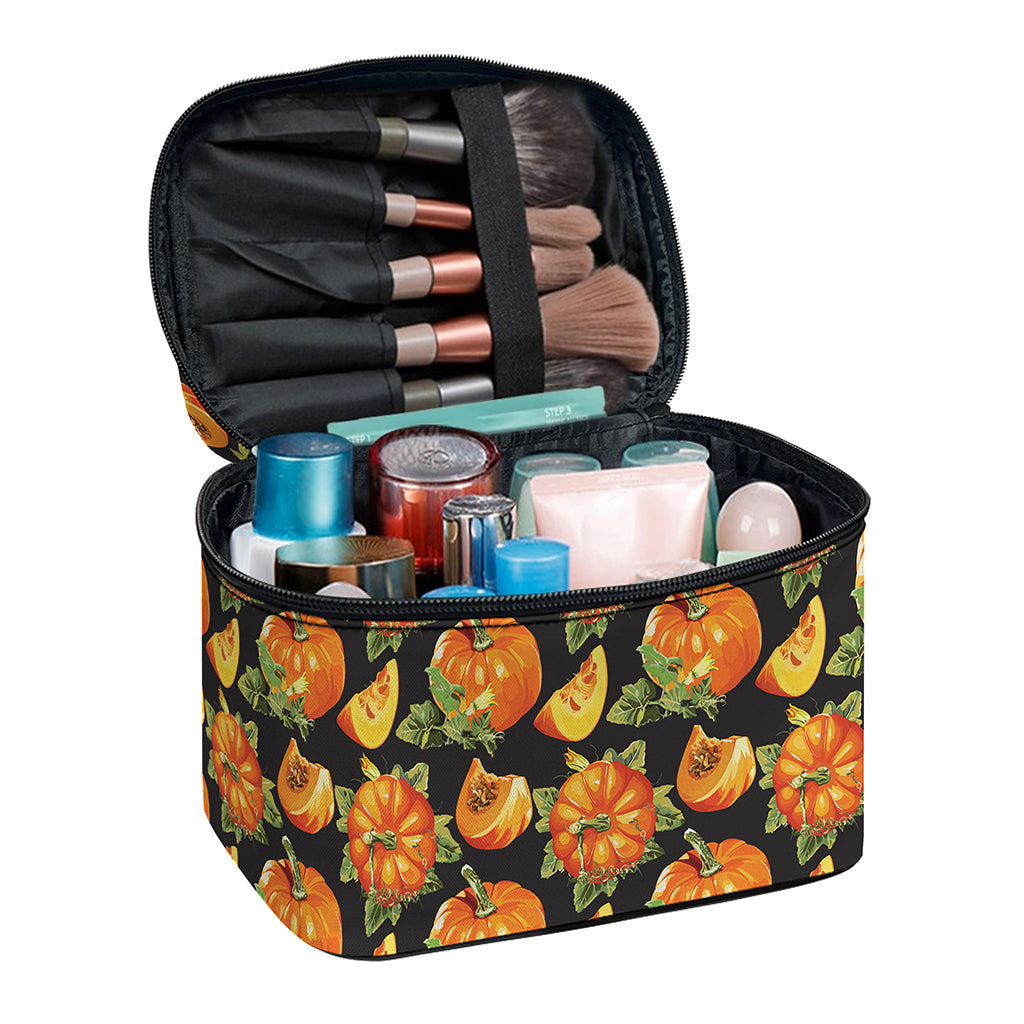 Vintage Pumpkin Pattern Print Travel Makeup Bag