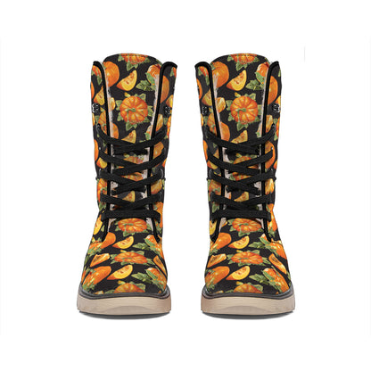 Vintage Pumpkin Pattern Print Winter Boots
