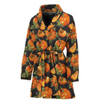 Vintage Pumpkin Pattern Print Women's Bathrobe