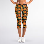 Vintage Pumpkin Pattern Print Women's Capri Leggings
