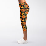 Vintage Pumpkin Pattern Print Women's Capri Leggings