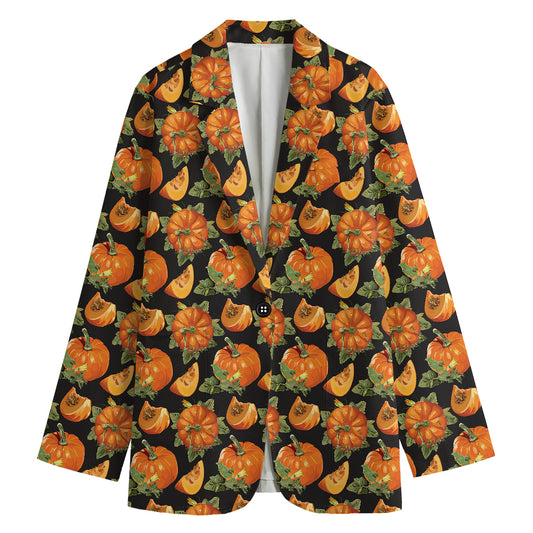 Vintage Pumpkin Pattern Print Women's Cotton Blazer