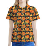 Vintage Pumpkin Pattern Print Women's Polo Shirt