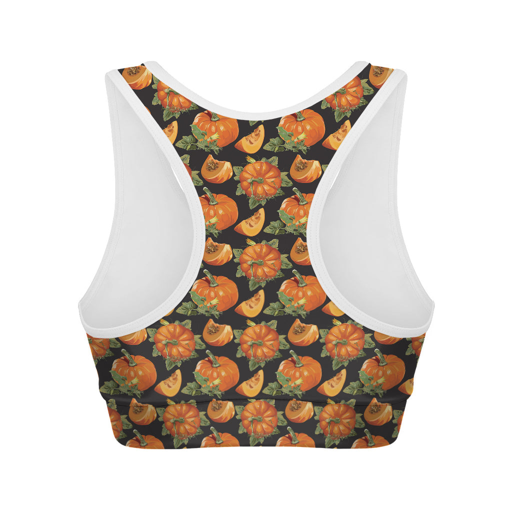 Vintage Pumpkin Pattern Print Women's Sports Bra