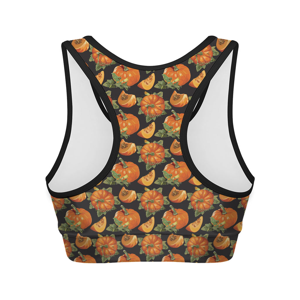 Vintage Pumpkin Pattern Print Women's Sports Bra