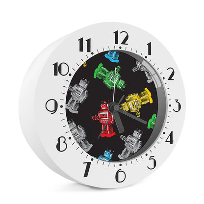 Vintage Robot Pattern Print Alarm Clock