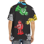 Vintage Robot Pattern Print Aloha Shirt