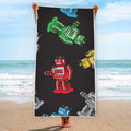 Vintage Robot Pattern Print Beach Towel