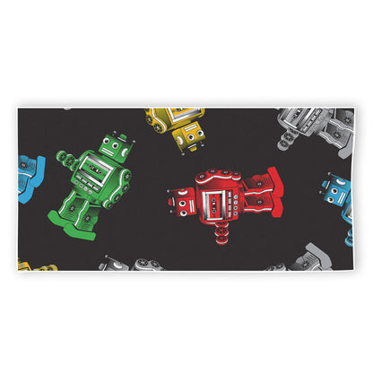 Vintage Robot Pattern Print Beach Towel