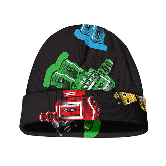 Vintage Robot Pattern Print Beanie