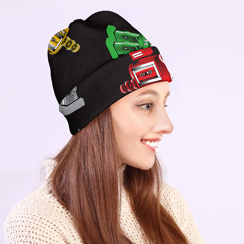 Vintage Robot Pattern Print Beanie