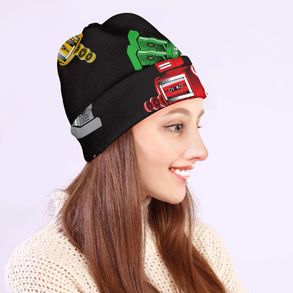 Vintage Robot Pattern Print Beanie