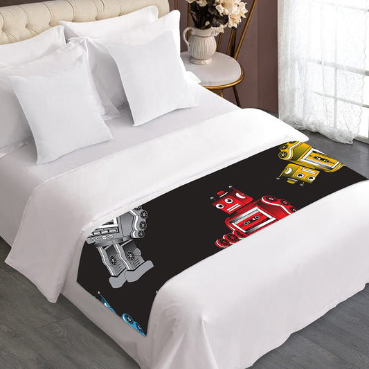 Vintage Robot Pattern Print Bed Runner