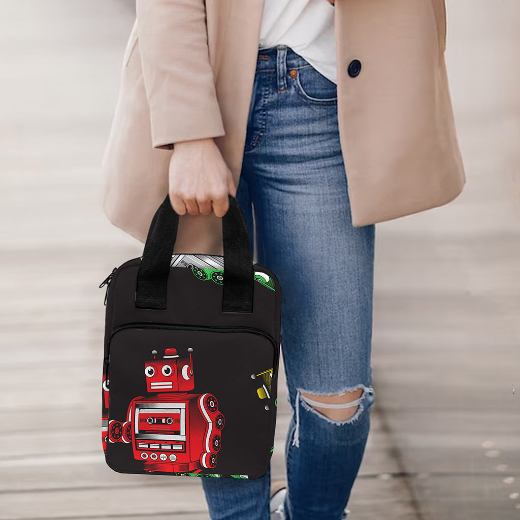 Vintage Robot Pattern Print Bible Tote Bag