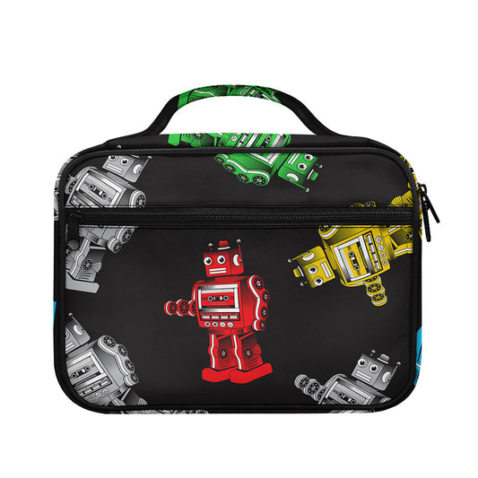 Vintage Robot Pattern Print Briefcase Bible Bag