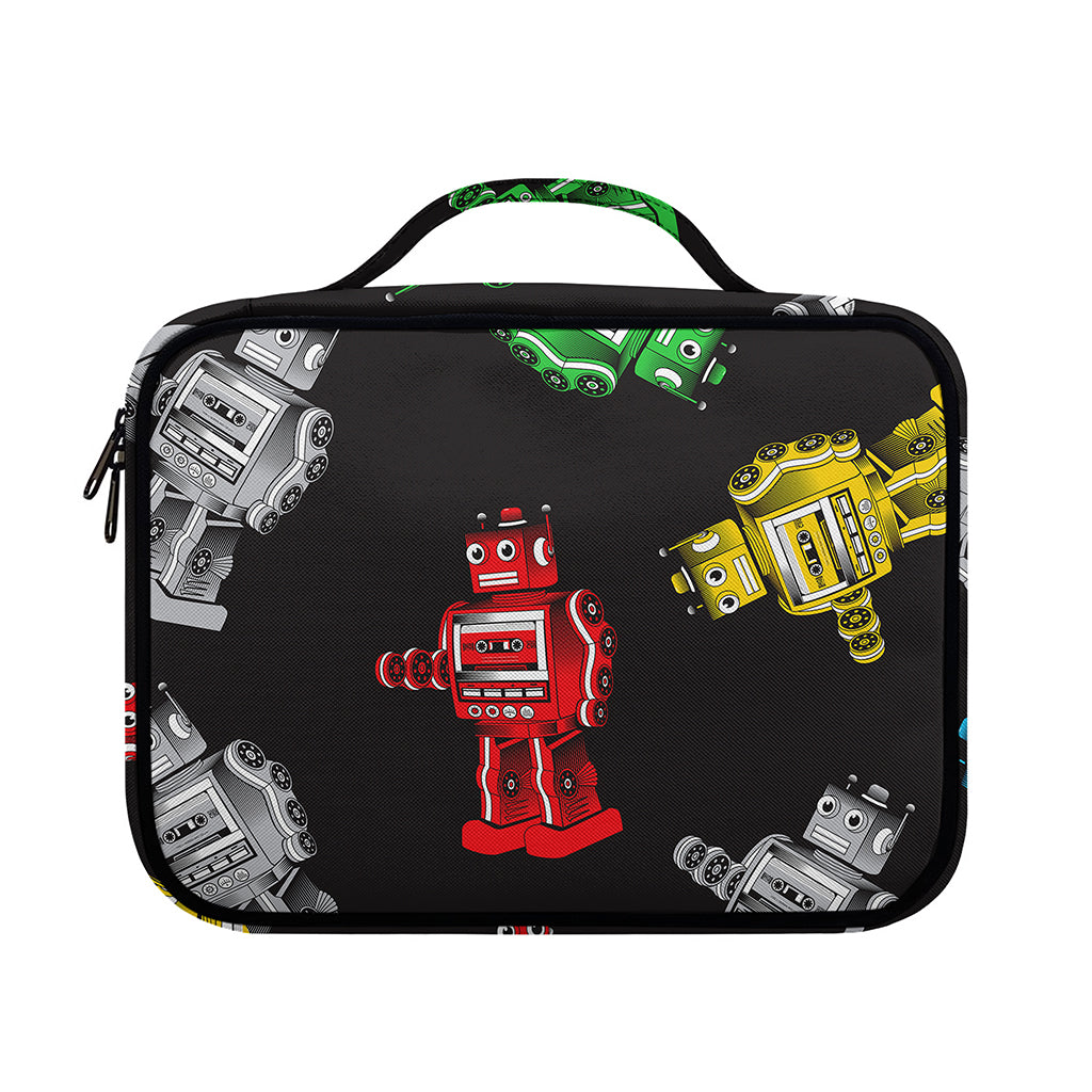 Vintage Robot Pattern Print Briefcase Bible Bag