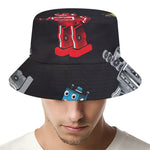 Vintage Robot Pattern Print Bucket Hat